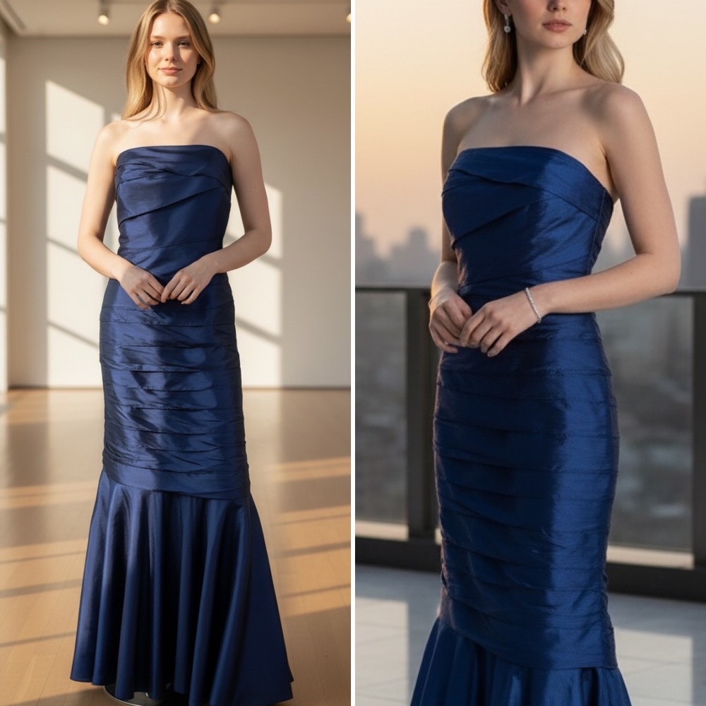 T. Carolyn Fashions Women’s Formal Size 12 Dark Blue Layered Mermaid Gown Dress